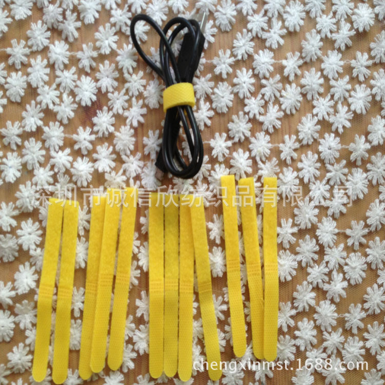 Yellow back-to-back tie telecom chassis tie hook and loop tie 10*100MM long in stock wholesale