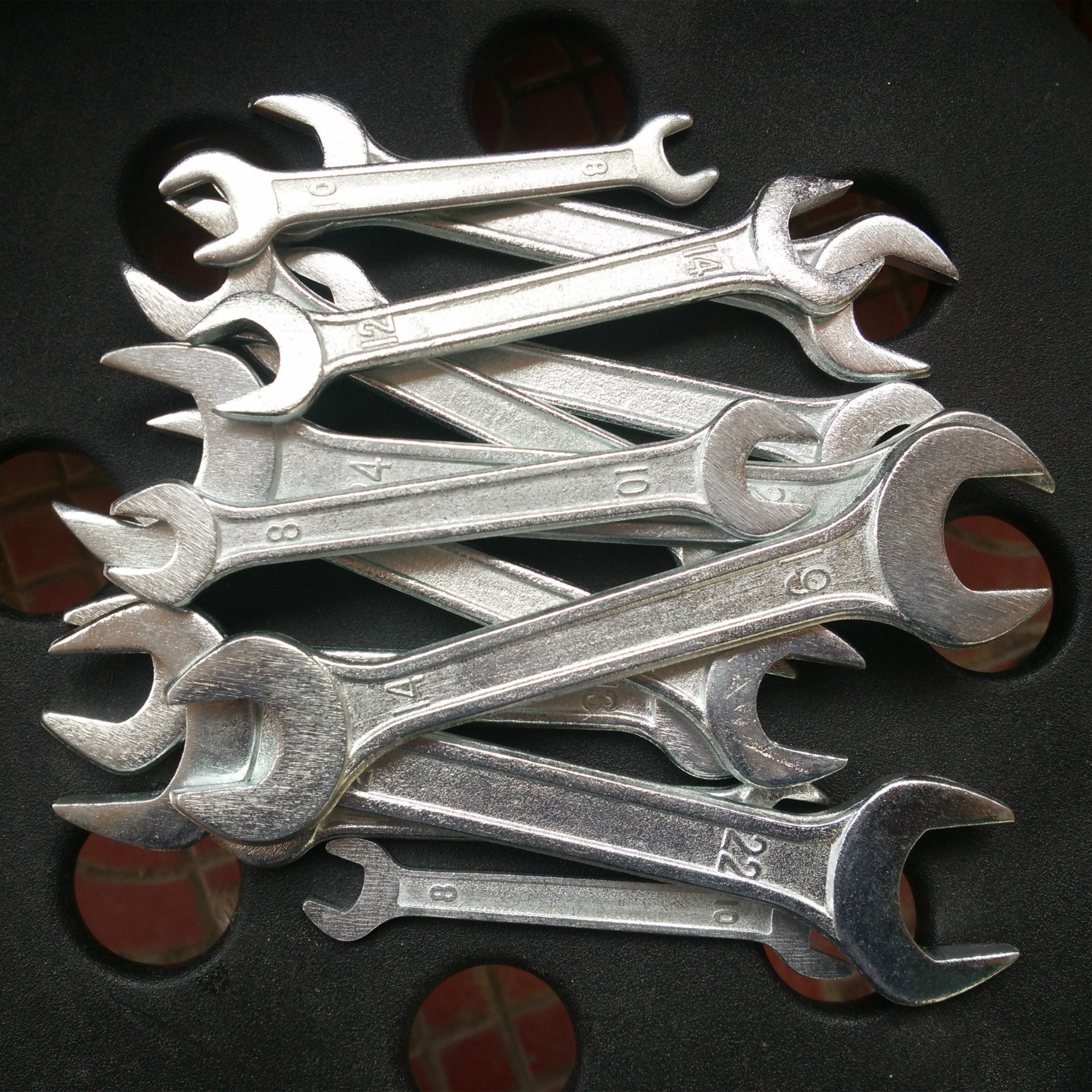 批发小型五金锻压高强度高硬度汽保手动随车配套双开口扳手工具