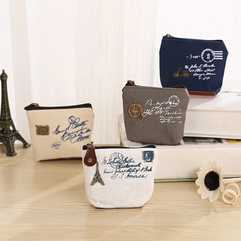 Korean version of the new ladies coin purse retro canvas wallet zipper shell type small square bag manufacturers spot wholesale