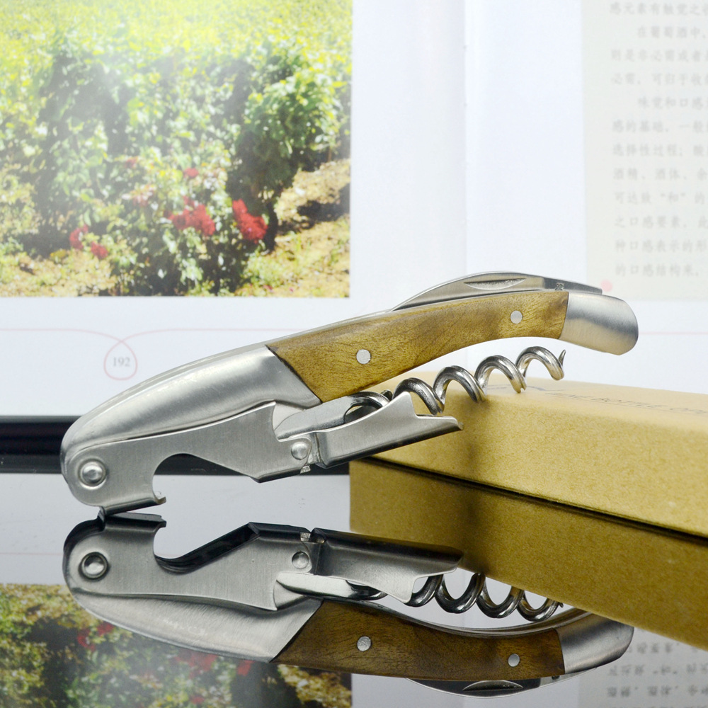 Solid Wood Stainless Steel Wine Bottle Opener Multifunctional Household Wine Knife Set Shadow Wood Handle Wine Bottle Opening Tool