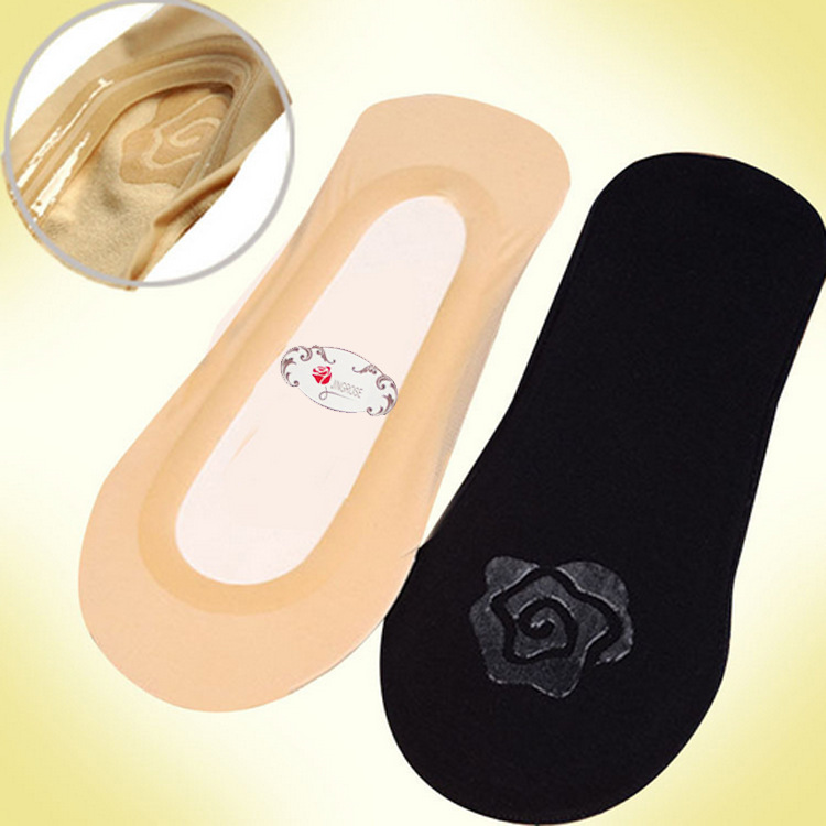 ฤดูร้อนผ้าไหมน้ำแข็งบางสองแหวนซิลิโคนผ้าฝ้ายด้านล่างถุงเท้าเ...