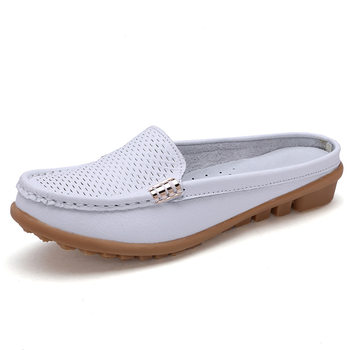 Foreign Trade Women's Sandals Cut Out Soft-Soled Cowhide British New Style Flat-Heeled Toe Sandals Breathable Large Size Casual Women's Shoes