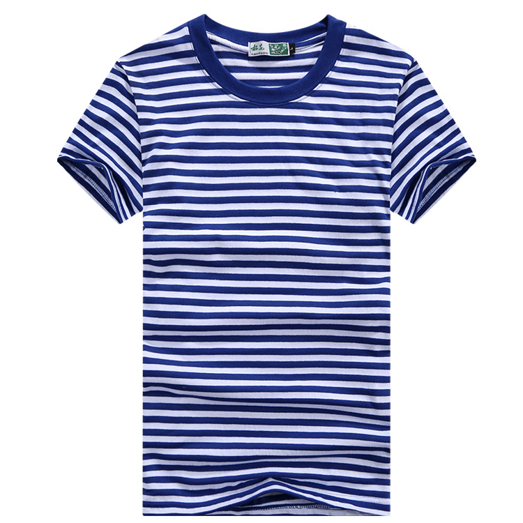 200g Autumn New Men's Striped Blue and White T-Shirt Long-Sleeved Sailor Shirt Crew Neck Cultural Shirt Activity Class Uniform