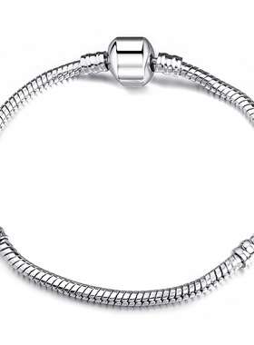 欧洲珠链条 3mm蛇链纯铜镀银 DIY手链配件 大孔珠链条