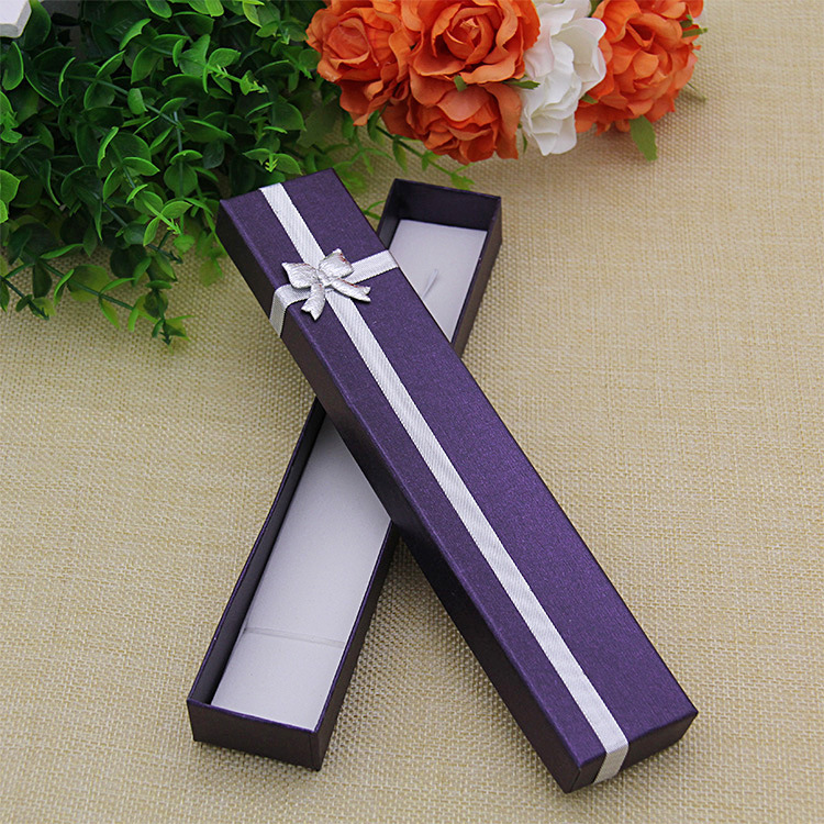 Popular In-Stock Rectangular Paper Jewelry Box Hairpin Bookmark Gift Box Pearlescent Embossed Necklace Packaging Box