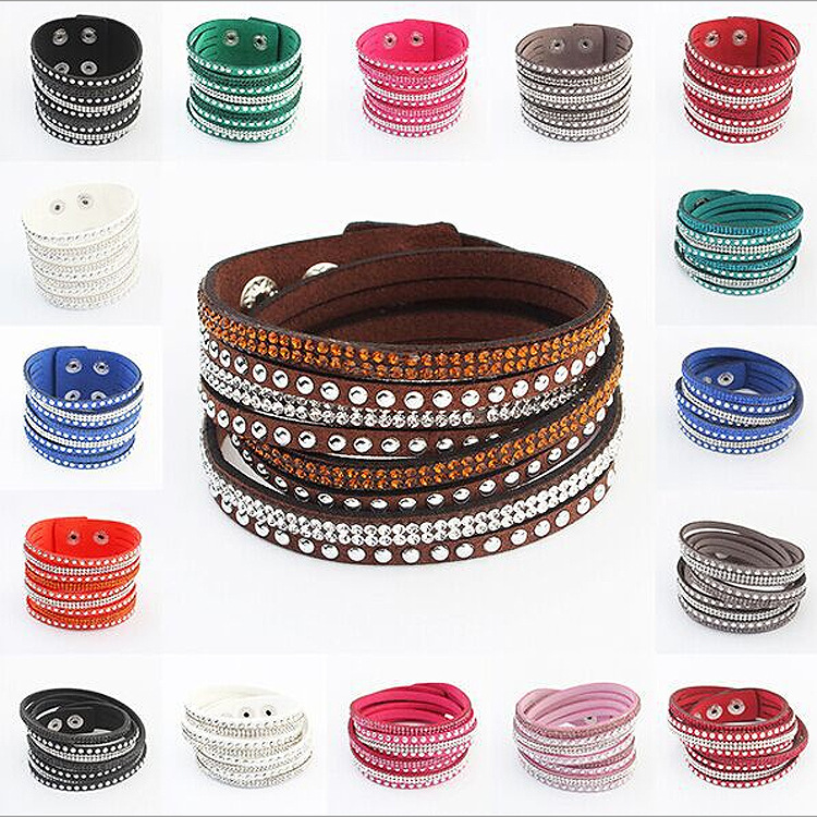 AliExpress Explosions Long Leather European and American Hot Drilling Bracelet Multi-layer Woven Bracelet Women's Jane Pull Jewelry B1188
