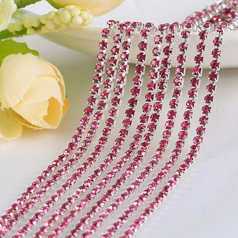 彩色钻链1.5/2/2.5/2.8/3.0/4mm密集型水钻爪链DIY手机壳贴钻材料