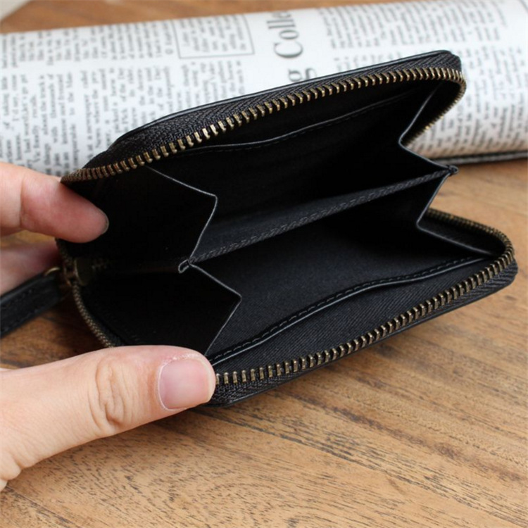New Men's Genuine Leather Zipper Coin Purse Women's Cowhide Short Small Purse Trendy Logo Manufacturer Wholesale