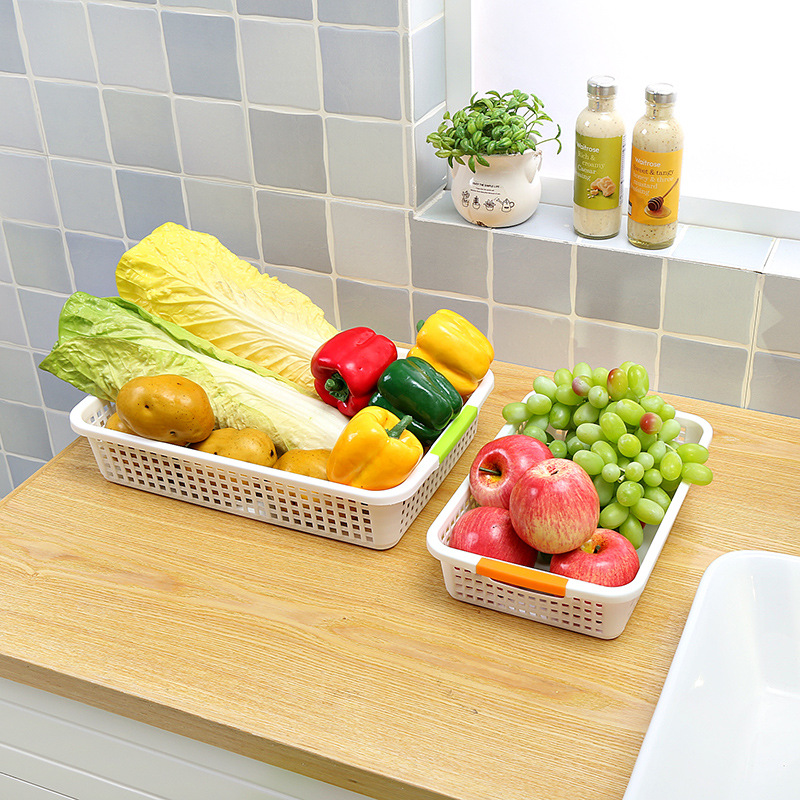 Large, Medium and Small Plastic Basket Storage Basket Rectangular Vegetable Washing Basket Toy Sundries White Storage Basket