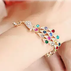 New Korean Style Simple Sparkling Rhinestone Phoenix Bracelet Fashionable Colorful Peacock Bracelet Jewelry Wholesale