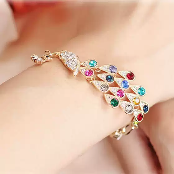 South Korea new jewelry simple shiny rhinestone phoenix bracelet fashion colorful peacock bracelet jewelry wholesale