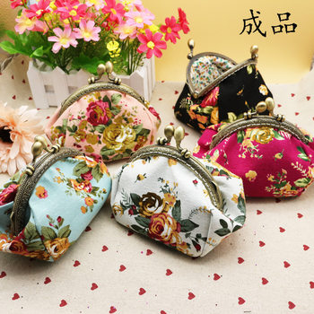 High-grade rose handmade ladies hand bag printed coin purse mouth gold bag material bag finished product wholesale