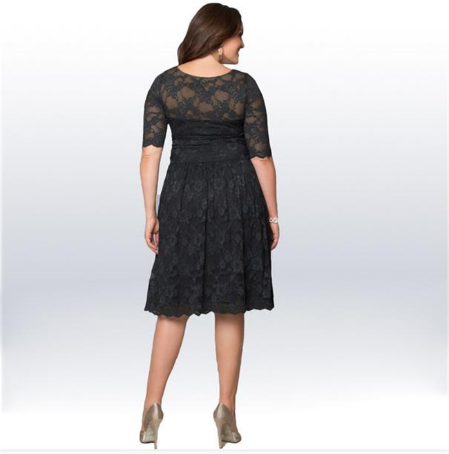 Plus Size Lace Dress Elegant Solid Color Sexy Design Comfortable Fit Perfect for Parties and Special Occasions