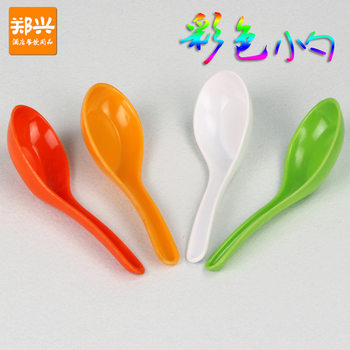 Factory direct supply imitation porcelain plastic small soup spoon restaurant restaurant color spoon melamine tableware soup spoon spot wholesale