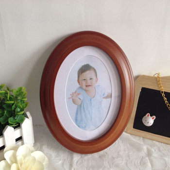 Factory Direct Sales 7inch Oval European Photo Frame Photo Wall Creative Photo Wall Solid Wood Photo Frame Table Setting