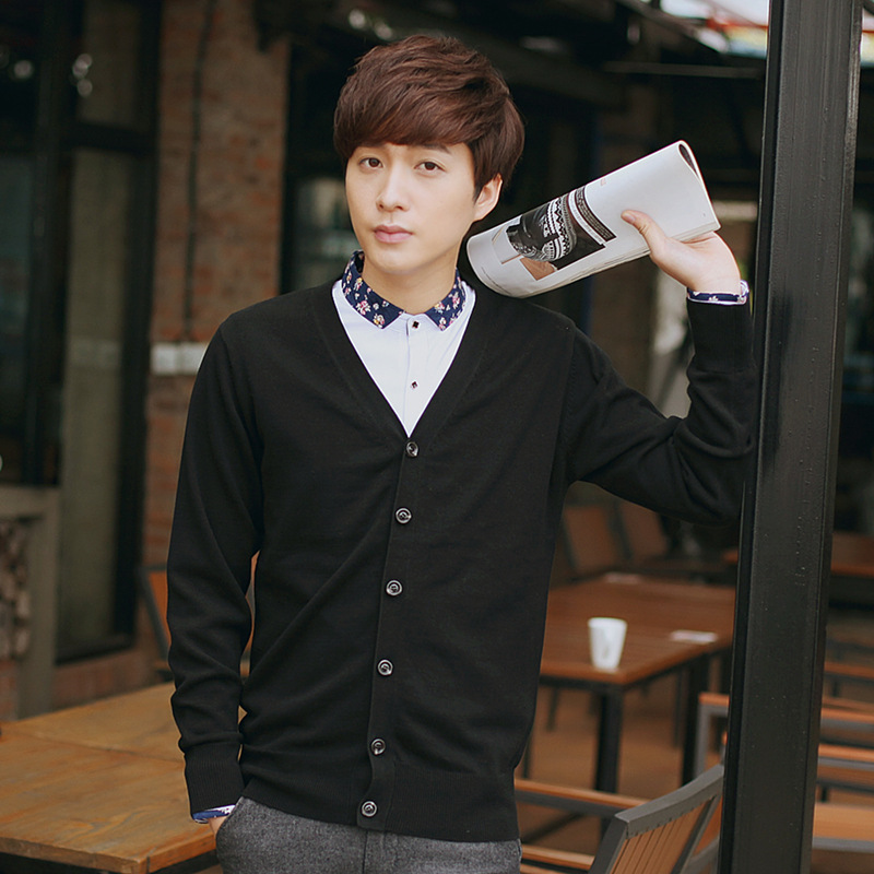 ฤดูใบไม้ผลิและฤดูใบไม้ร่วงใหม่ถักเสื้อกันหนาวผู้ชายคาร์ดิแกน...