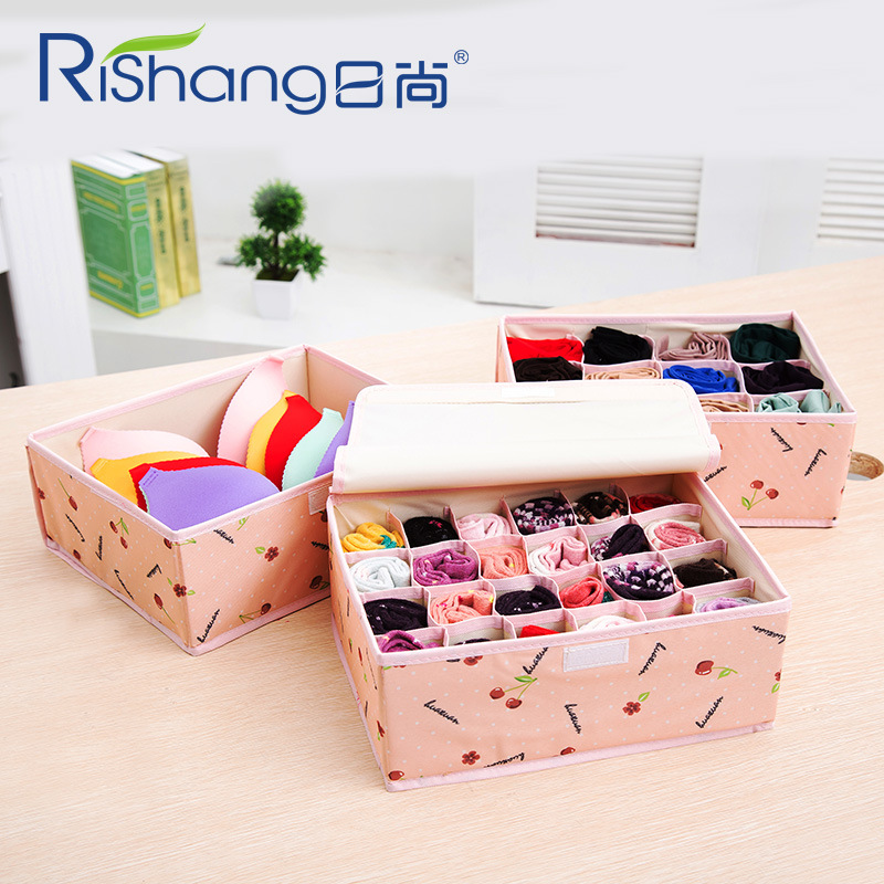 Underwear Storage Box Plastic Desktop Bra Underwear Socks Storage Drawer Type Organizer Thickened Three-Piece Set with Cover