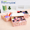 Underwear Storage Box Plastic Desktop Bra Underwear Socks Storage Drawer Type Organizer Thickened Three-Piece Set with Cover