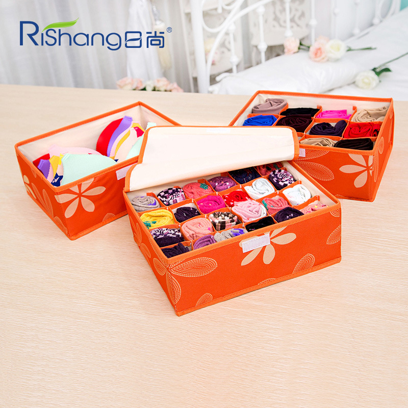 Underwear Storage Box Plastic Desktop Bra Underwear Socks Storage Drawer Type Organizer Thickened Three-Piece Set with Cover