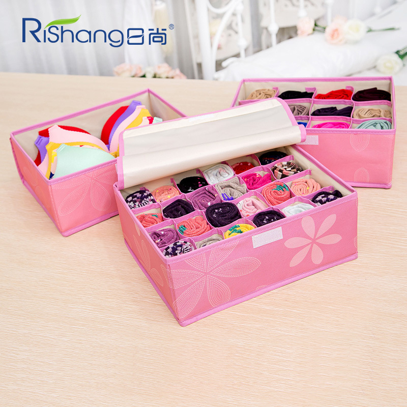 Underwear Storage Box Plastic Desktop Bra Underwear Socks Storage Drawer Type Organizer Thickened Three-Piece Set with Cover