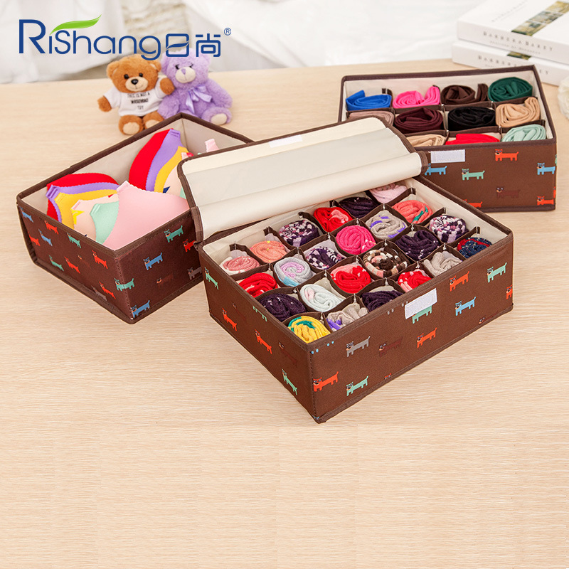 Underwear Storage Box Plastic Desktop Bra Underwear Socks Storage Drawer Type Organizer Thickened Three-Piece Set with Cover
