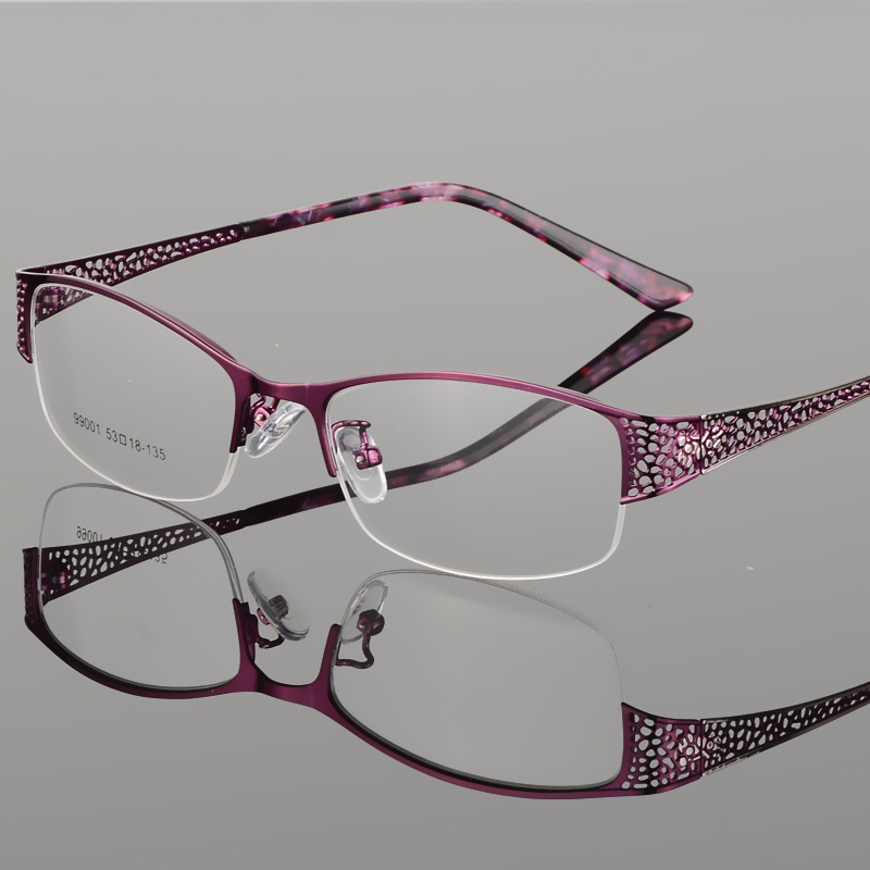 Women's Metal Half-Frame Ultra-Light Myopia Glasses Frame Ladies' Elegant Eyeglass Frame Cross-Border Optical Glasses Frame 99001