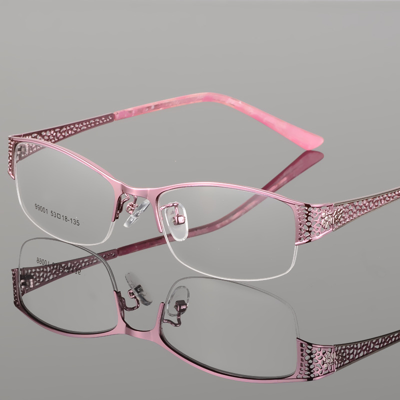 Women's Metal Half-Frame Ultra-Light Myopia Glasses Frame Ladies' Elegant Eyeglass Frame Cross-Border Optical Glasses Frame 99001