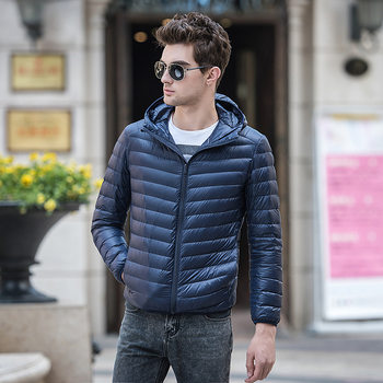 Cross-border supply new lightweight down jacket men's young and middle-aged short plus size hooded slim down jacket winter