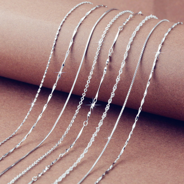 Pendant-Free Clavicle Chain Box Thin Chain Naked Chain Plain Chain Snake Bone Chain Niche High-End Necklace for Women