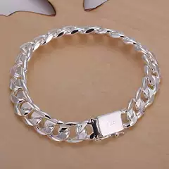 European and American trend fashion jewelry wholesale silver-plated personality men's side square buckle bracelet flow fashion men's