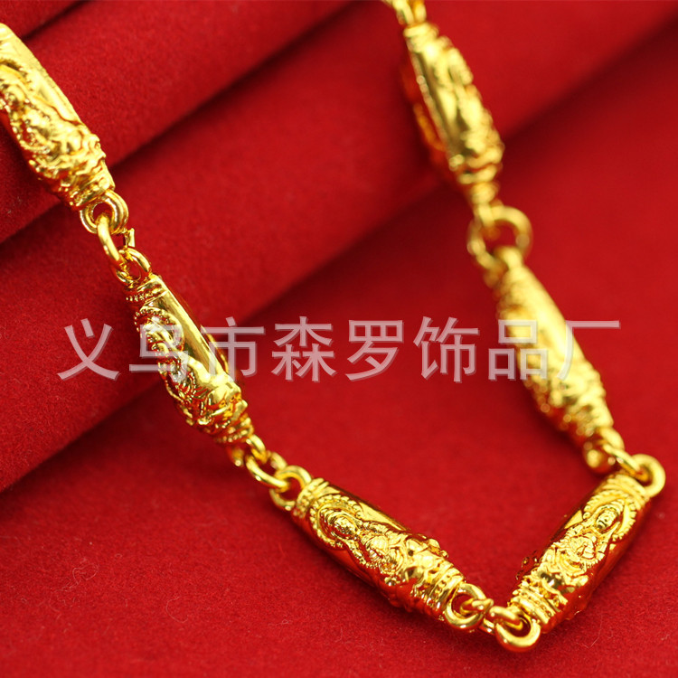 Оптовая продажа позолоченных 18-каратным золотом мужских цепочек, модные и эффектные, поставка для прямых трансляций, имитация золотых цепочек, рынок мужских цепочек на шею.