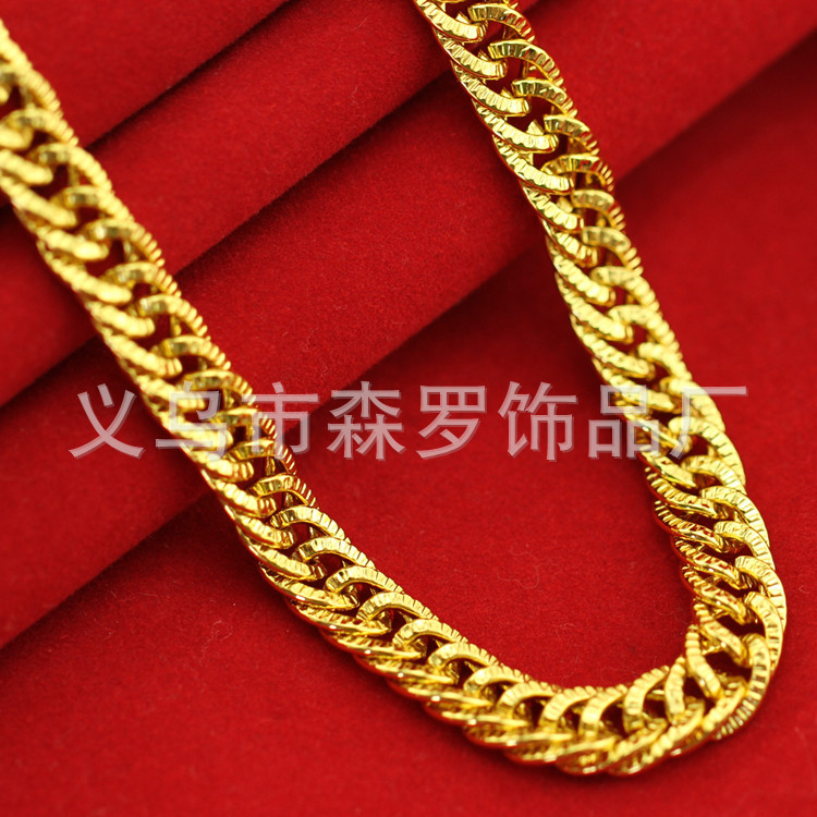 Оптовая продажа позолоченных 18-каратным золотом мужских цепочек, модные и эффектные, поставка для прямых трансляций, имитация золотых цепочек, рынок мужских цепочек на шею.