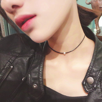 Japanese and Korean Style Hot Selling Simple Leather Rope Short Necklace Fashionable and Versatile Clavicle Chain Choker Necklace Wholesale