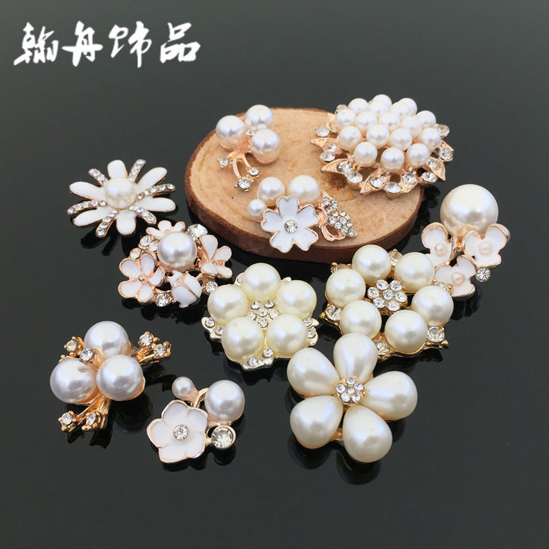 เครื่องประดับโลหะผสมอุปกรณ์เสริม rhinestone เพิร์ลดอกไม้แผ่น...