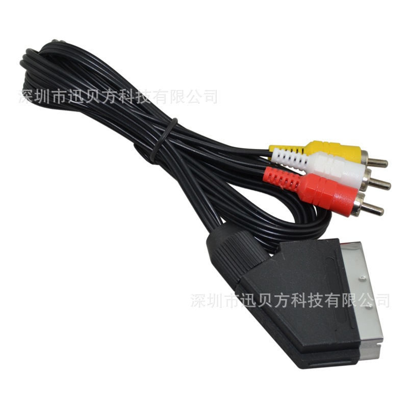 Foreign trade export NES red and white machine broom head line Nes scart rgb cable 1.8m video line