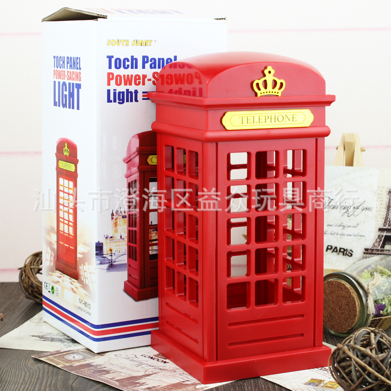 European British Telephone Booth Table Lamp, Unique Charging Led Adjustable Touch Table Lamp, Night Light Specially Designed for Export