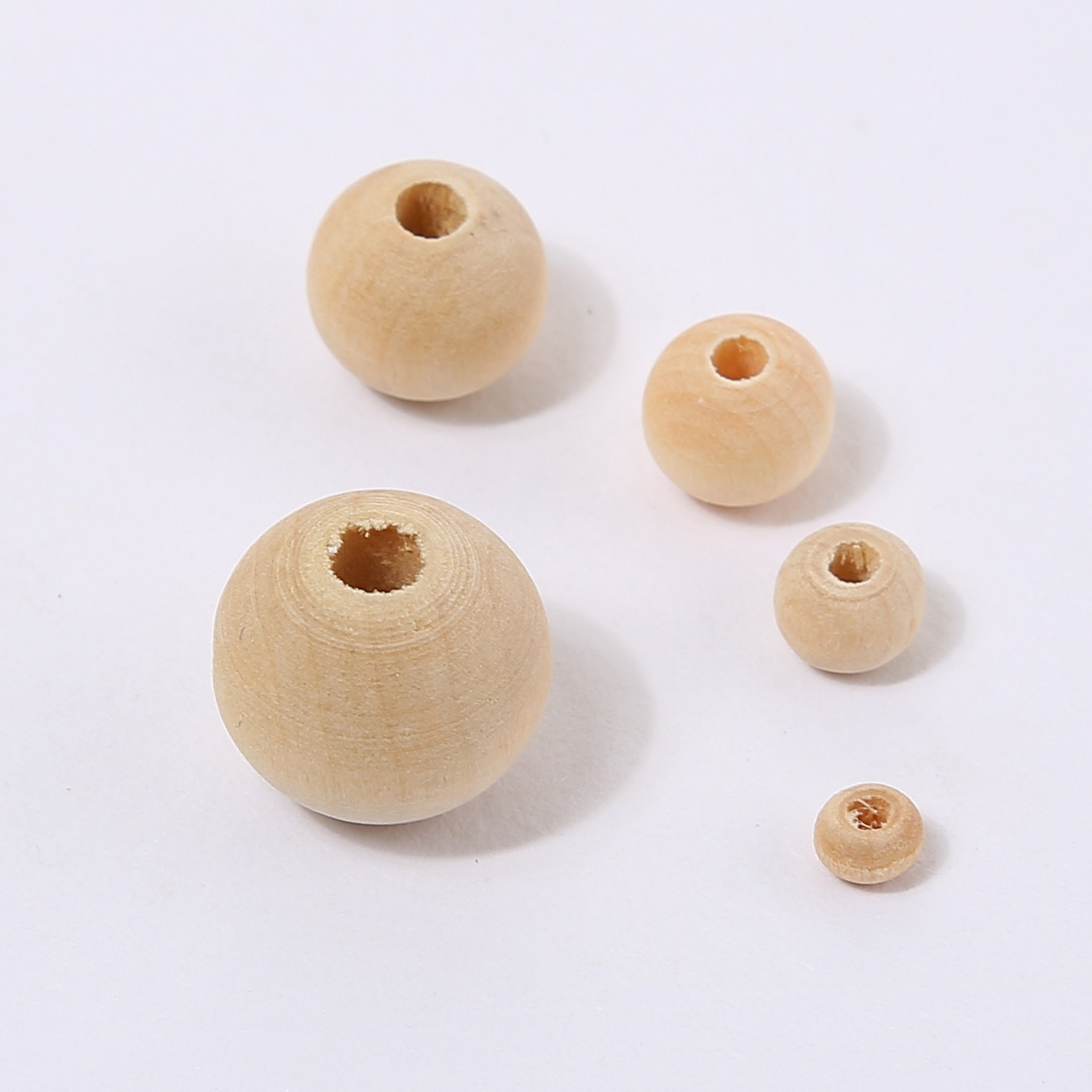 厂家批发木珠子4-50MM荷木本色木珠禾木圆球木质散珠饰品配件材料