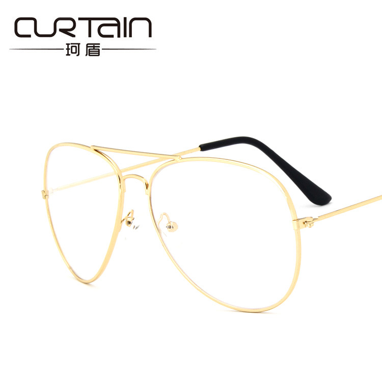 Kedun Korean Style Eyeglass Frames, Fashionable Retro Flat Lenses, Aviator and Pilot Glasses 3026