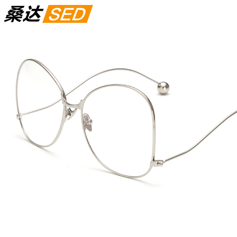 2020 New Song Qian Jing Bairan Same Style Metal Ball Flat Mirror Men's and Women's Decorative Glasses Frame Large Frame Mearsight Mirror