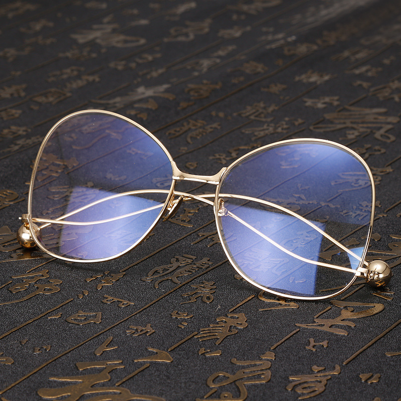 2020 New Song Qian Jing Bairan Same Style Metal Ball Flat Mirror Men's and Women's Decorative Glasses Frame Large Frame Mearsight Mirror