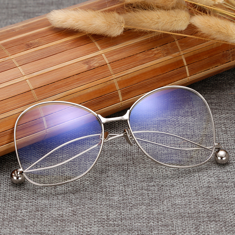 2020 New Song Qian Jing Bairan Same Style Metal Ball Flat Mirror Men's and Women's Decorative Glasses Frame Large Frame Mearsight Mirror