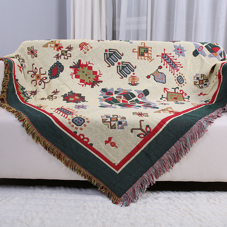 Dulcis Sofa Blanket Cover Blanket Xizang Style Ins Thickeneded Double-Sided Three-Layer Cotton Blanket Sofa Towel Cover Blanket Manufacturer Wholesale