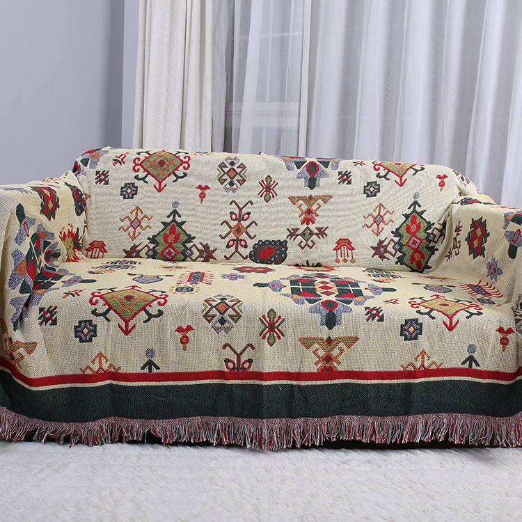 Dulcis Sofa Blanket Cover Blanket Xizang Style Ins Thickeneded Double-Sided Three-Layer Cotton Blanket Sofa Towel Cover Blanket Manufacturer Wholesale