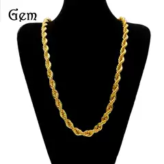 Men's hip-hop gold-plated European and American necklace fashion high sense 1cm thick twist necklace twisted rope chain a generation of hair