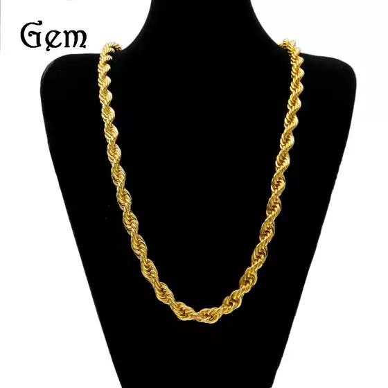 Men's hip-hop gold-plated European and American necklace fashion high sense 1cm thick twist necklace twisted rope chain a generation of hair
