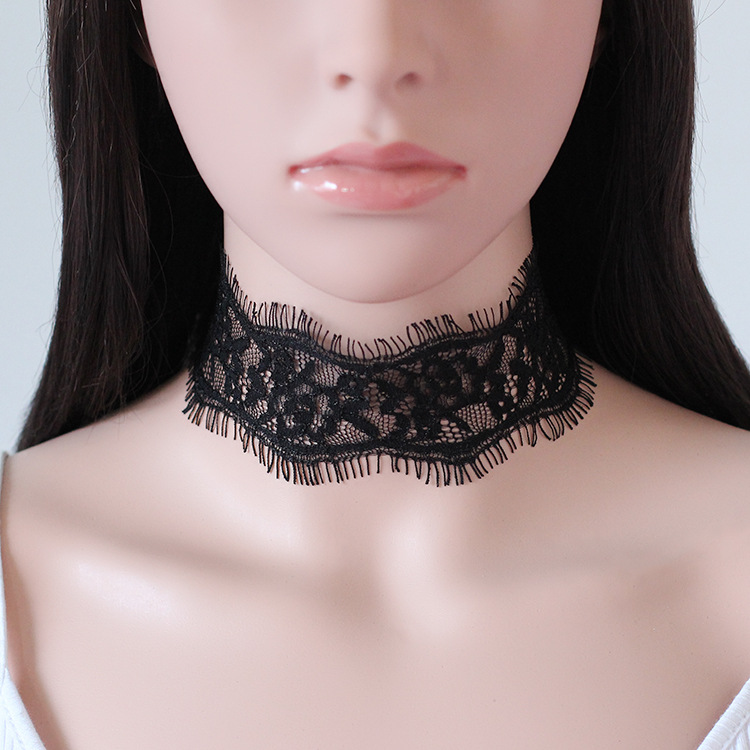 European and American Cross-Border Choker Lace Harajuku Necklace Women's Tassel Niche Design Pendant Cut Out Literary Collar