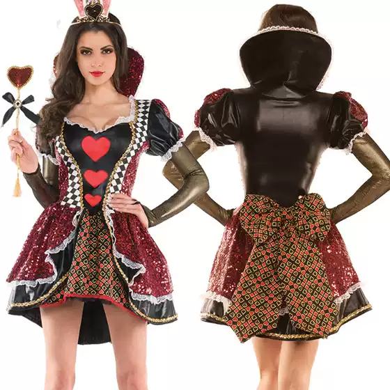 Halloween New Big Peach Heart Queen Costume European and American Uniform New Easter Queen Costume
