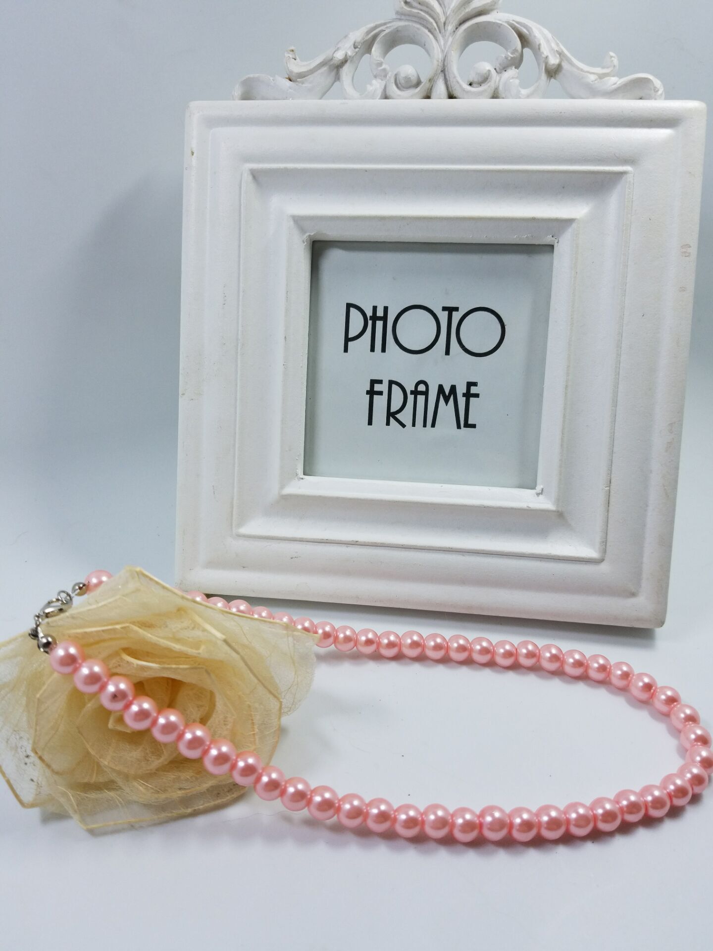 女款玻璃仿珍珠短项链百搭珍珠饰品DIY毛衣链锁骨韩版潮流国风