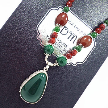 Dark Green Water Drop Necklace Bohemian Imitation Green Jade Vintage Artistic Sweater Chain Pendant Clothes Jewelry Accessories