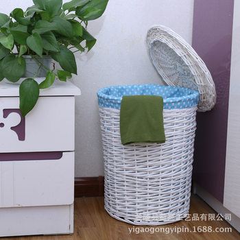 Rattan Basket with Lid, Household Oversized Dirty Clothes Basket, Dirty Clothes Storage Basket, Hot Pot Restaurant Cosmetics Basket